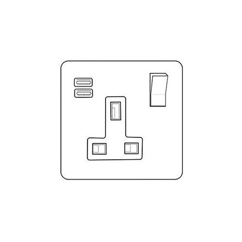 Windsor Range Aged Brass Switches & Sockets, WN50 - 1G 13A Socket with USB-A+C by Heritage Brass By M-Marcus