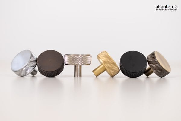 Millhouse Brass Hargreaves Disc Knurled Cabinet Knob on Concealed Fix - additional image