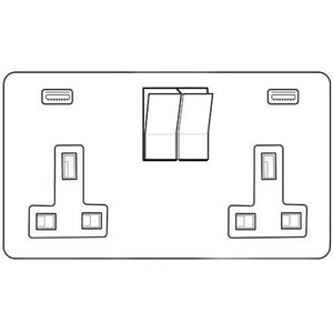 Windsor Range Satin Nickel Switches & Sockets, WN5 - 2G 13A Socket with USB-A+C by Heritage Brass By M-Marcus