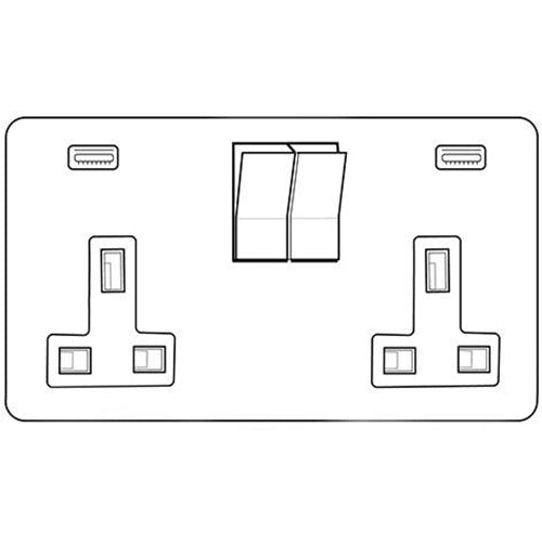 Windsor Range Satin Nickel Switches & Sockets, WN5 - 2G 13A Socket with USB-A+C by Heritage Brass By M-Marcus