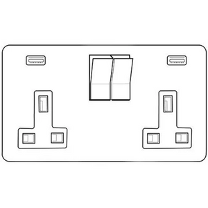 Vintage Range Matt White Switches & Sockets, XWH - 2G 13A Socket with USB-C+C by Heritage Brass By M-Marcus