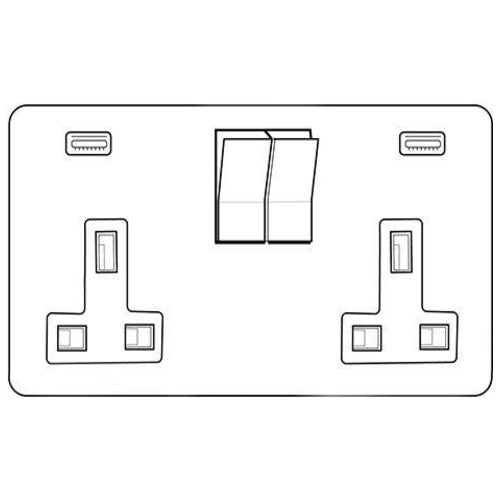 Windsor Range Aged Brass Switches & Sockets, WN50 - 2G 13A Socket with USB-C+C by Heritage Brass By M-Marcus