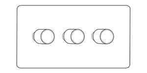 Heritage Brass Electrical, Studio Range - Polished Nickel - 3 Gang Trailing Edge Dimmer, 3 Gang Trailing Edge Dimmer, 3 Gang Trailing Edge Dimmer, Trailing Edge Dimmers