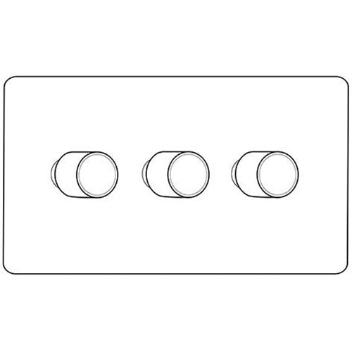 Executive Range Matt White with Polished Chrome Switches & Sockets, EX20 - 3 Gang TED Dimmer (Compatible with LED Lamps) by Heritage Brass By M-Marcus
