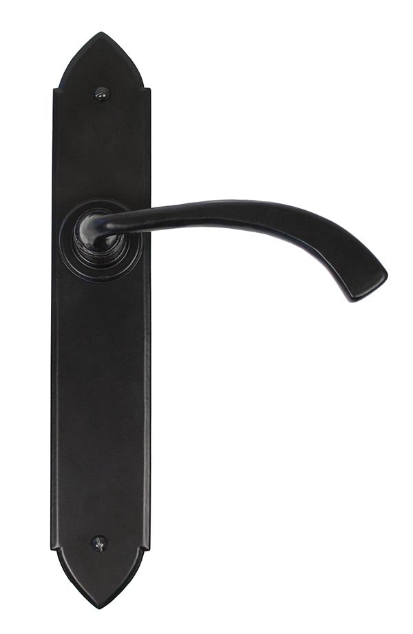 From The Anvil, Gothic Curved Sprung Lever Latch Set, Door Handles, Lever Latch