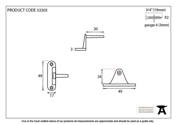 Cranked Casement Stay Pin by From The Anvil