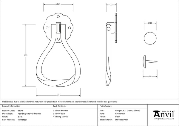 Pear Shaped Door Knocker by From The Anvil