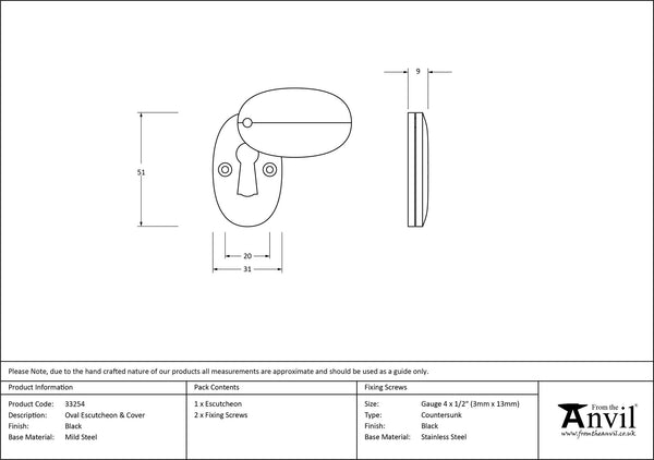 Oval Escutcheon by From The Anvil