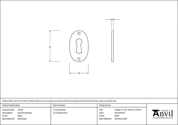 Oval Escutcheon by From The Anvil
