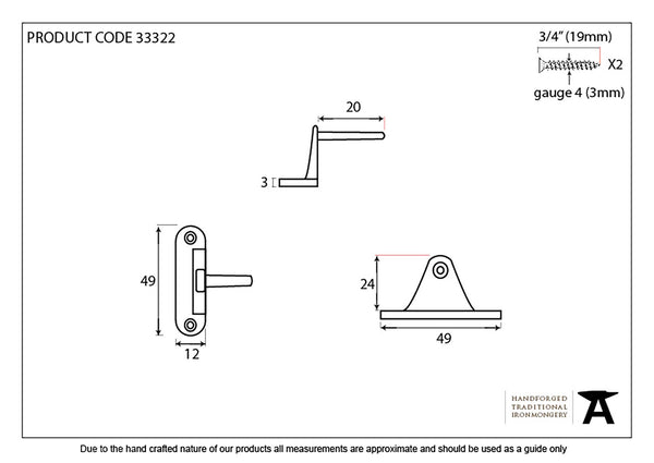 Cranked Casement Stay Pin by From The Anvil