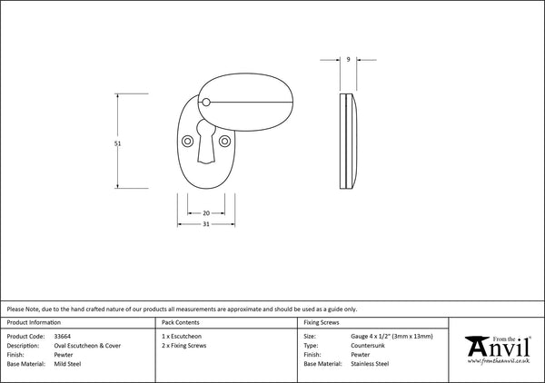 Oval Escutcheon by From The Anvil