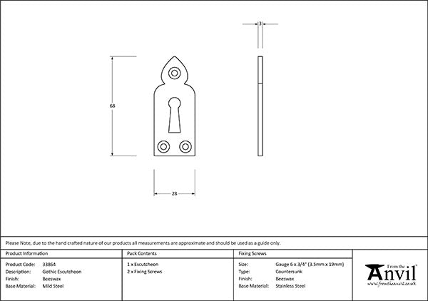 Beeswax Gothic Escutcheon