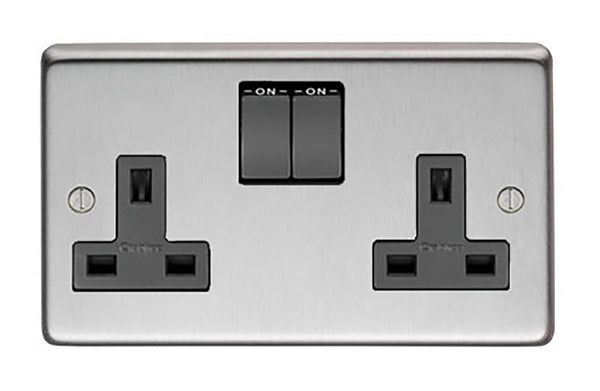 From The Anvil's Satin Stainless Steel 13 Amp Switched Socket