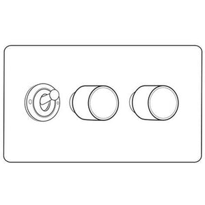 Vintage Range Rustic Nickel Switches & Sockets, XRN - 3G Mixed Toggle Dimmer Switch 1xToggle 2xTED by Heritage Brass By M-Marcus