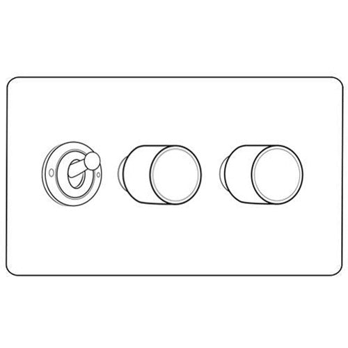 Vintage Range Rustic Copper Switches & Sockets, XRC - 3G Mixed Toggle Dimmer Switch 1xToggle 2xTED by Heritage Brass By M-Marcus