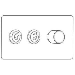 Verona Range Switches & Sockets - 3G Mixed Toggle Dimmer Switch 2xToggle 1xTED by Heritage Brass By M-Marcus