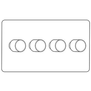 Mode Range Matt Black 4 Gang TED Dimmer (Compatible with LED Lamps)