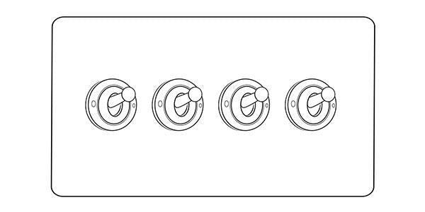 Primed White Flat Square Plate QPW-4 Gang Dolly Switch by Heritage Brass By M-Marcus