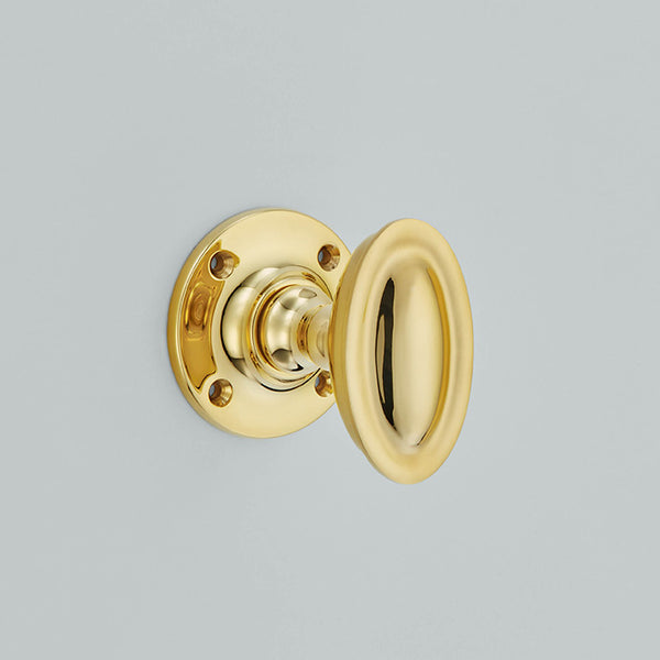 Croft Ironmongery, Oval Raised Mortice Knob Furniture on Round Rose-4190, Door Knobs, Mortice Door Knobs