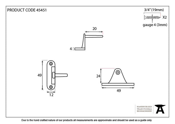 Cranked Casement Stay Pin by From The Anvil