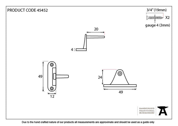Cranked Casement Stay Pin by From The Anvil