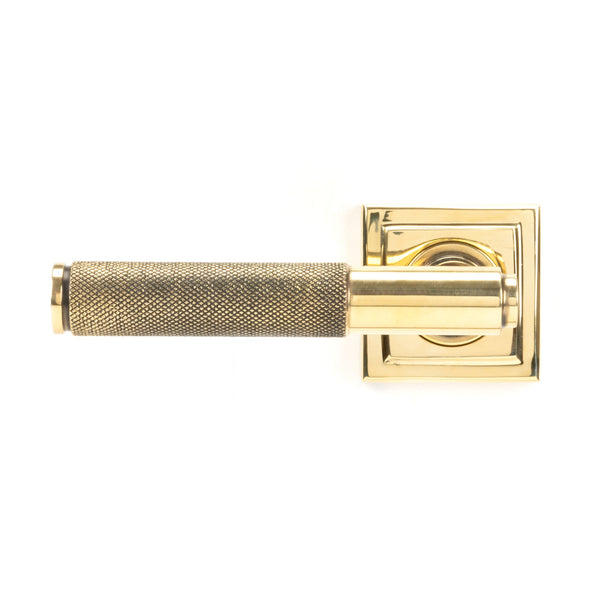 Aged Brass Brompton Lever on Rose Set (Square)