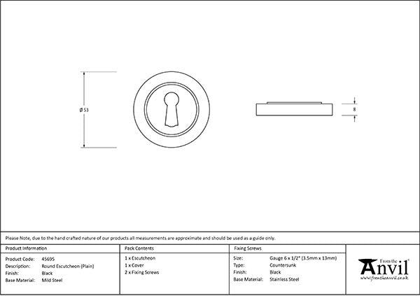 Black Round Escutcheon (Plain)