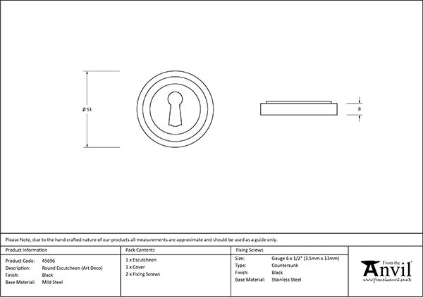 Black Round Escutcheon (Art Deco)