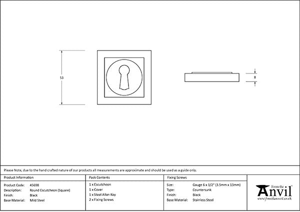 Black Round Escutcheon (Square)