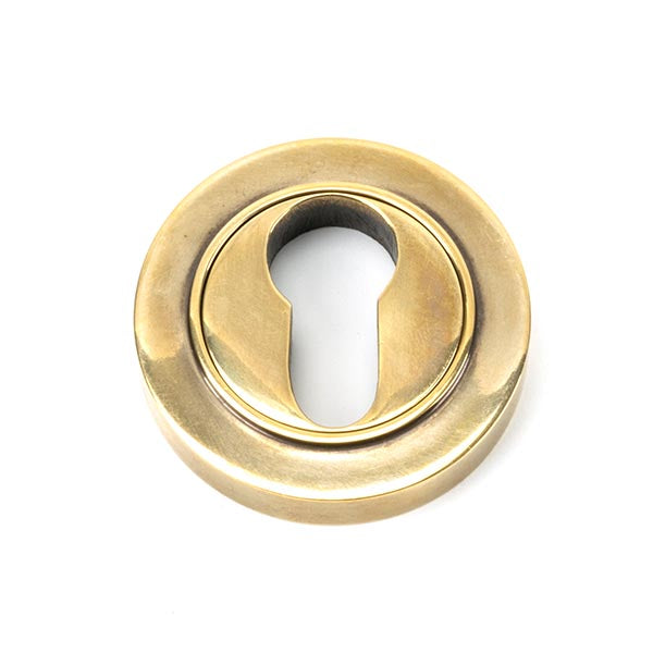 Aged Brass Round Euro Escutcheon (Plain)