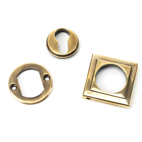 Aged Brass Round Euro Escutcheon (Square)