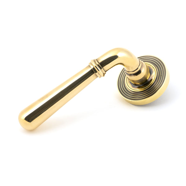 Aged Brass Newbury Lever on Rose Set (Beehive)