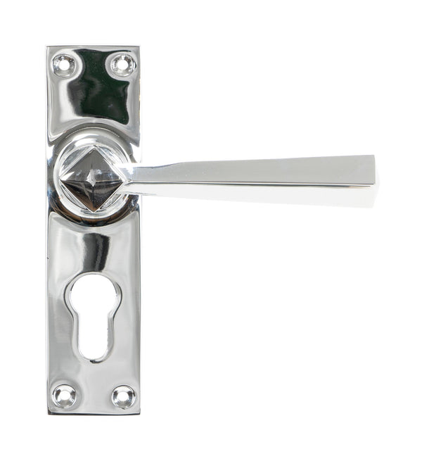 From The Anvil's Polished Chrome Straight Lever Euro Lock Set