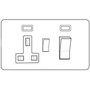 Victorian Satin Chrome Switches & Sockets, BC - 45A Cooker Unit + 13A Socket by Heritage Brass By M-Marcus