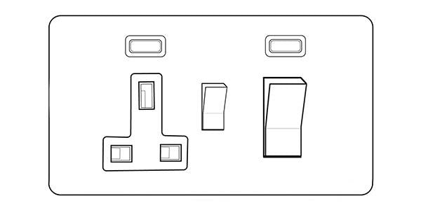 Heritage Brass Electrical, Executive Range - Satin Black Nickel - 45A Cooker Unit/13A Socket, 45A Cooker Unit/13A Socket, 45 AMP Cooker Switches, 45A Cooker Unit/13A Socket