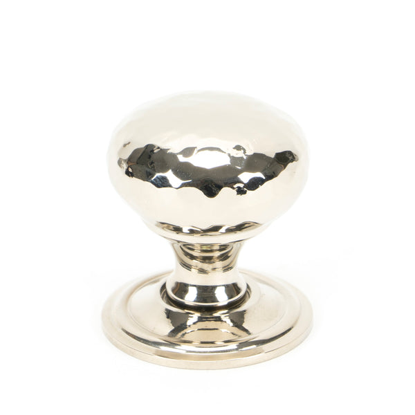 From The Anvil's Polished Nickel Hammered Mushroom Cabinet Knob