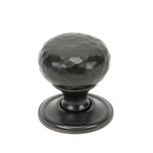 From The Anvil's Aged Bronze Hammered Mushroom Cabinet Knob