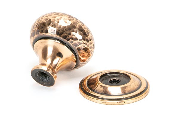 Polished Bronze Hammered Mushroom Cabinet Knob 32mm