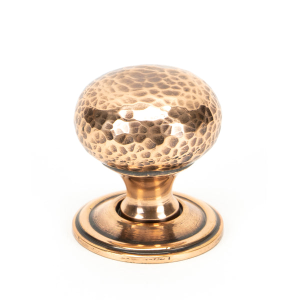 From The Anvil's Polished Bronze Hammered Mushroom Cabinet Knob