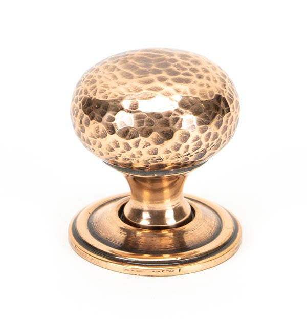 Polished Bronze Hammered Mushroom Cabinet Knob 32mm