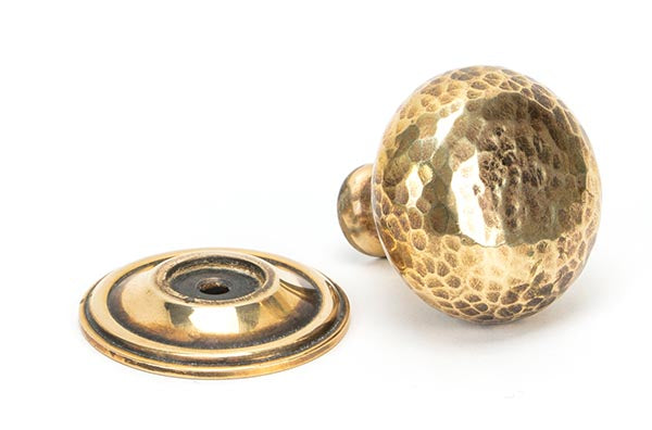 Aged Brass Hammered Mushroom Cabinet Knob 38mm