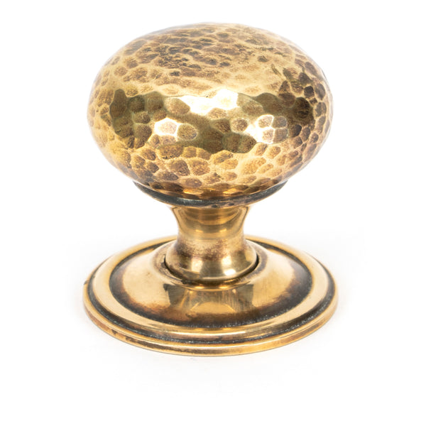 From The Anvil's Aged Brass Hammered Mushroom Cabinet Knob