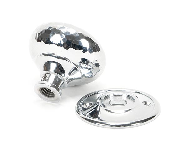 Polished Chrome Hammered Mushroom Mortice/Rim Knob Set