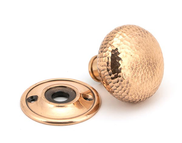 Polished Bronze Hammered Mushroom Mortice/Rim Knob Set