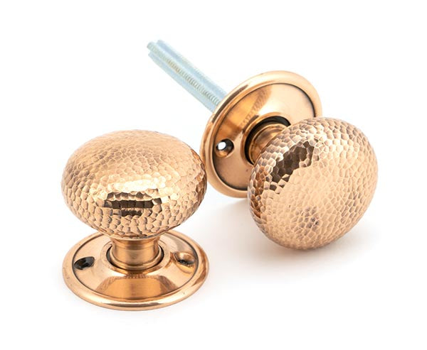 From The Anvil, Hammered Mushroom Mortice/Rim Knob Set, Door Knobs, Mortice Knobs