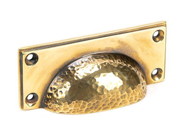 Aged Brass Hammered Art Deco Drawer Pull