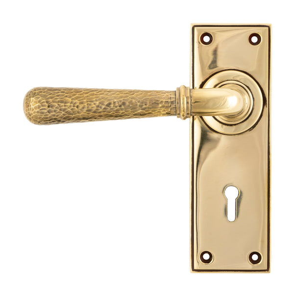 Aged Brass Hammered Newbury Lever Lock Set