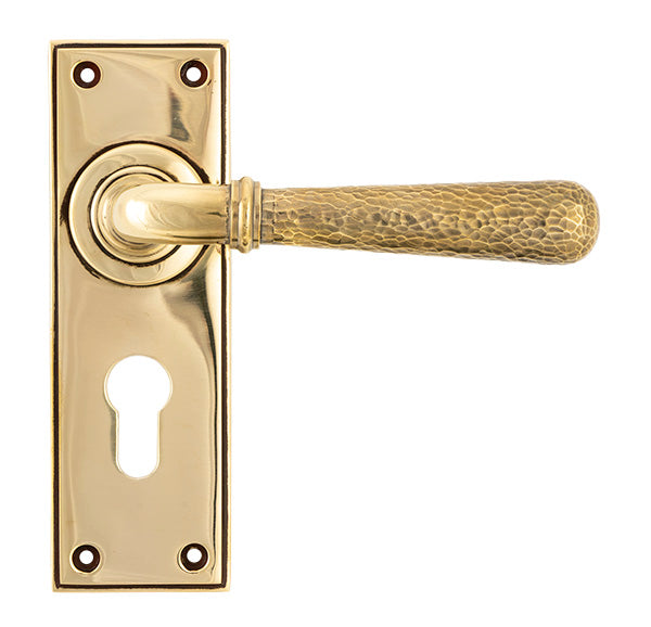 From The Anvil, Hammered Newbury Lever Euro Lock Set, Door Handles, Lever Euro