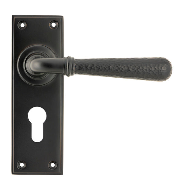 From The Anvil, Hammered Newbury Lever Euro Lock Set, Door Handles, Lever Euro