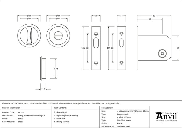 Black Sliding/Pocket Door Locking Kit